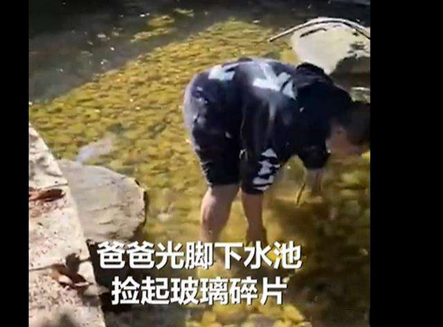 傳送帶廠家：榜樣！爸爸赤腳下水撈寶寶扔的玻璃渣