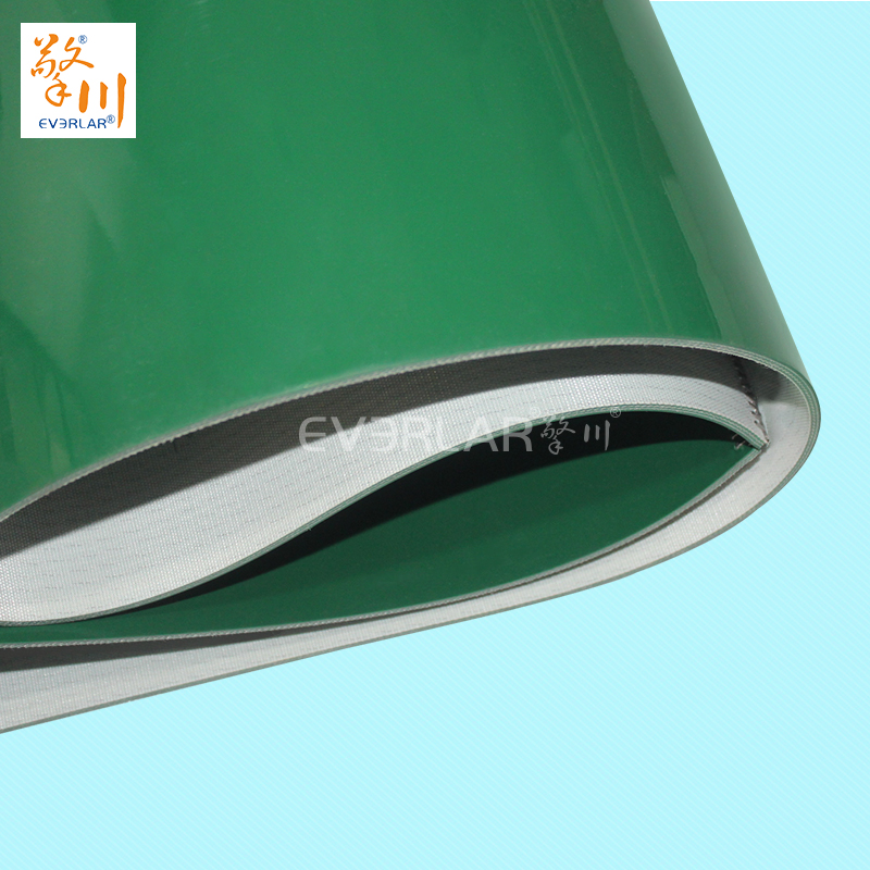 綠色PVC輸送帶加導條鋼扣防滑食品加工行業(yè)生產(chǎn)線皮帶定制