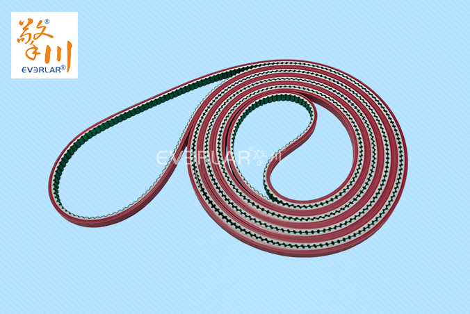 PU同步帶加綠布紅膠耐油耐磨食品行業(yè)自動(dòng)化生產(chǎn)線聚氨酯傳動(dòng)帶